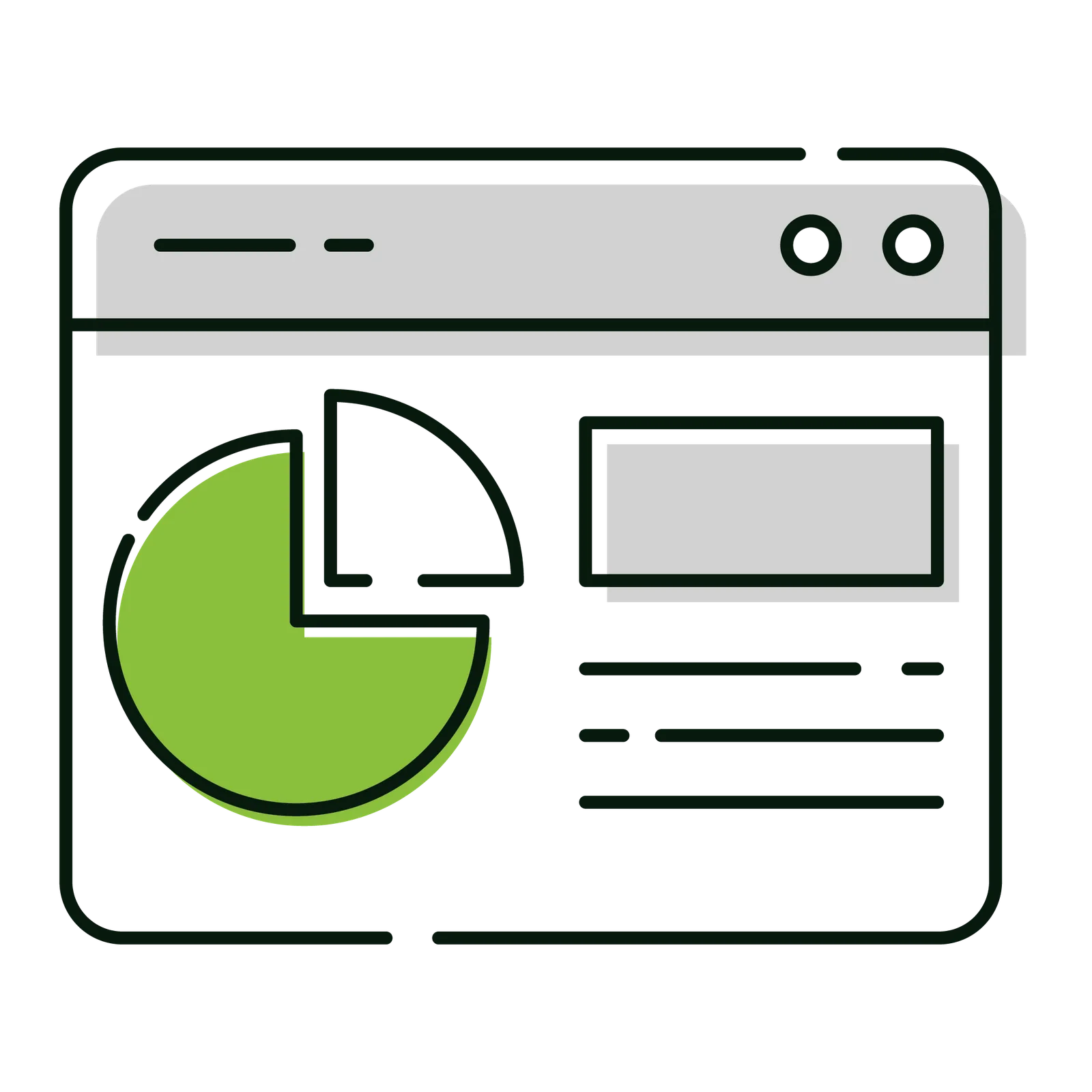 Icon Browserfenster mit Tortendiagramm Grafik