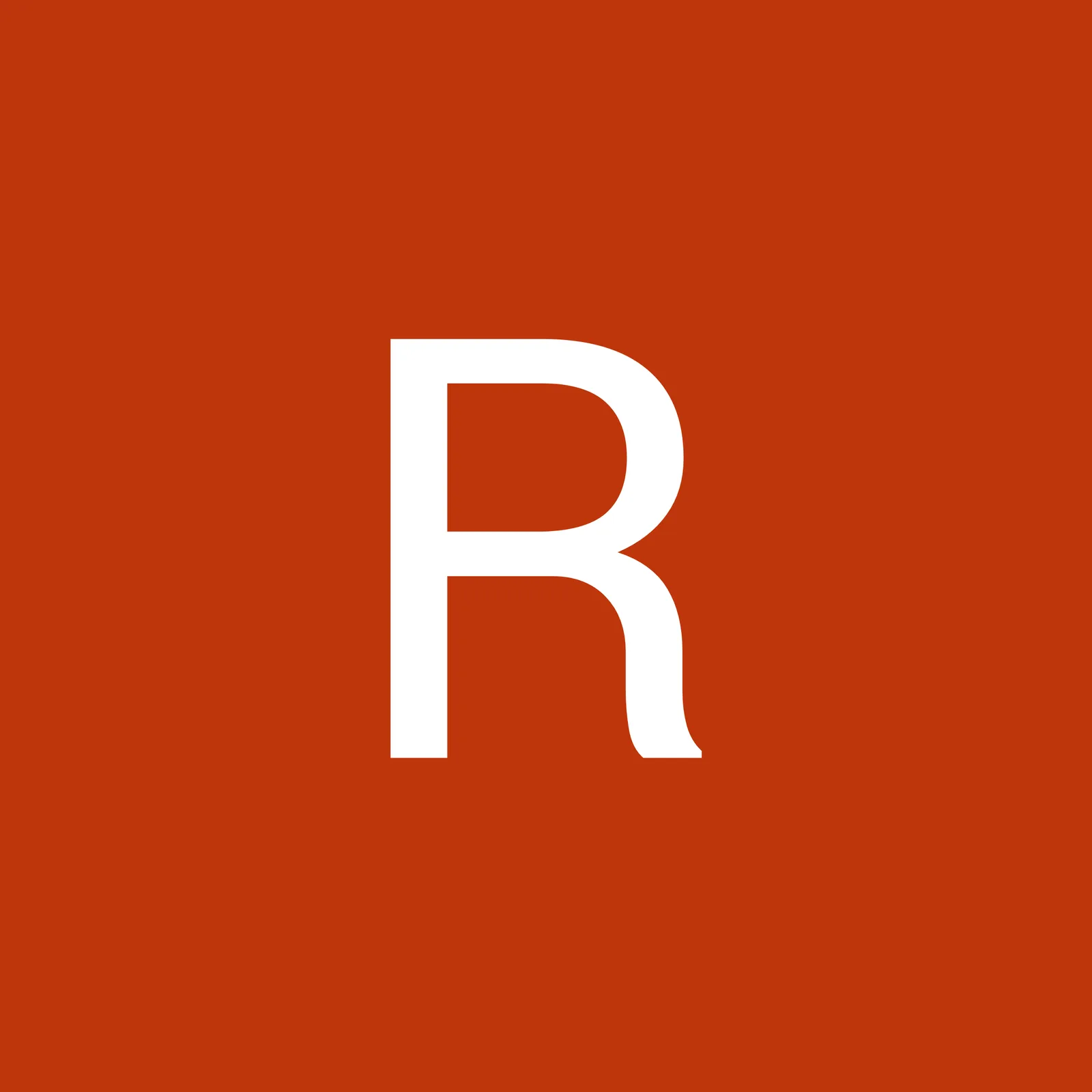 Porträt Rene Bartl, großes weißes R-Logo auf rotem Hintergrund