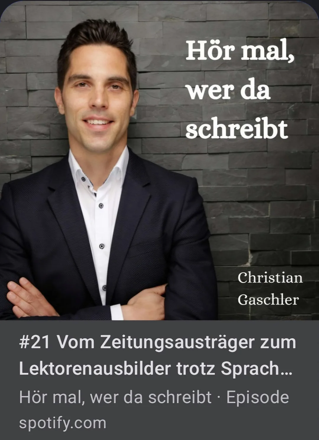 Christian Gaschler Podcast-Cover mit Titel Hör mal wer da schreibt, Episode 21