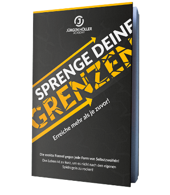 Buchcover Jürgen Höller - Sprenge deine Grenzen mit schwarzem Hintergrund und goldener Schrift