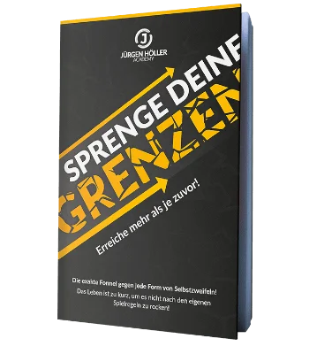 Buchcover Jürgen Höller - Sprenge deine Grenzen mit schwarzem Hintergrund und goldener Schrift
