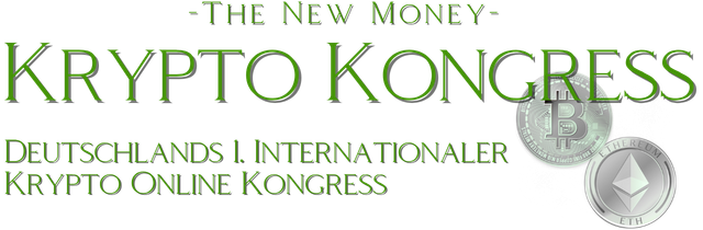 Mobile Header Krypto Kongress mit Titel und Kryptomünzen-Symbolen