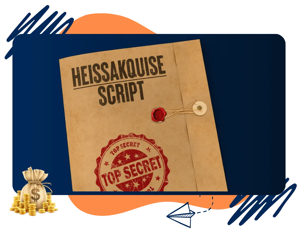 Bonus-Skript "Heissakquise Script" mit "Top Secret"-Stempel auf Paket-Cover
