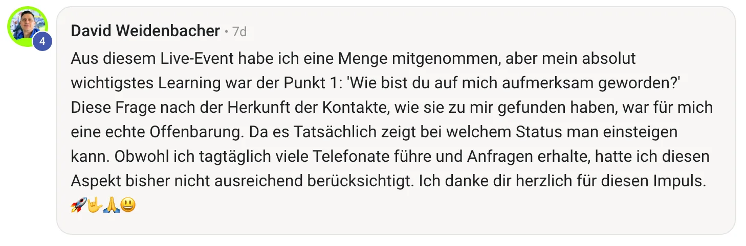 Kundenstimme von David Weidenbacher über Learnings zur Kontakt-Herkunft und Limbic Map