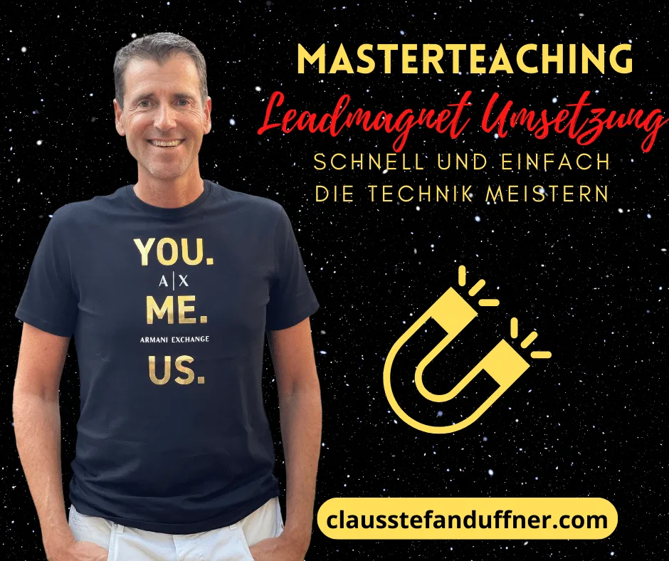 Claus-Stefan Duffner mit Leadmagnet-Umsetzung Kurs, starry background, magnetism icon