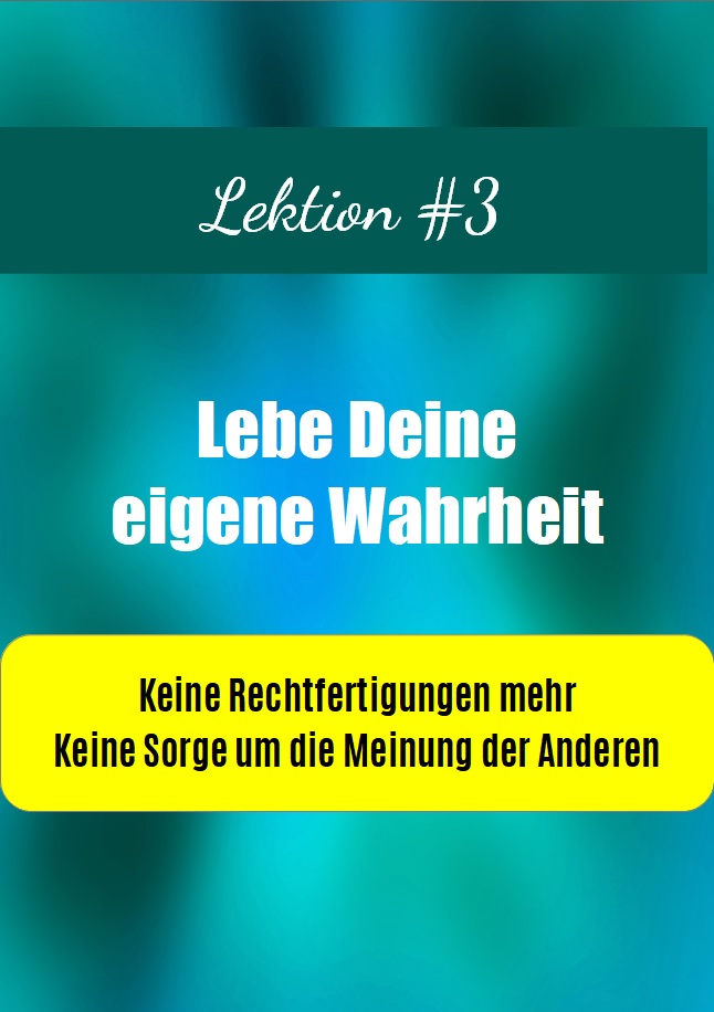 Lektion 3 - Rechtfertigung: Videokurs-Modul mit gelbem Textbox und türkisem Hintergrund