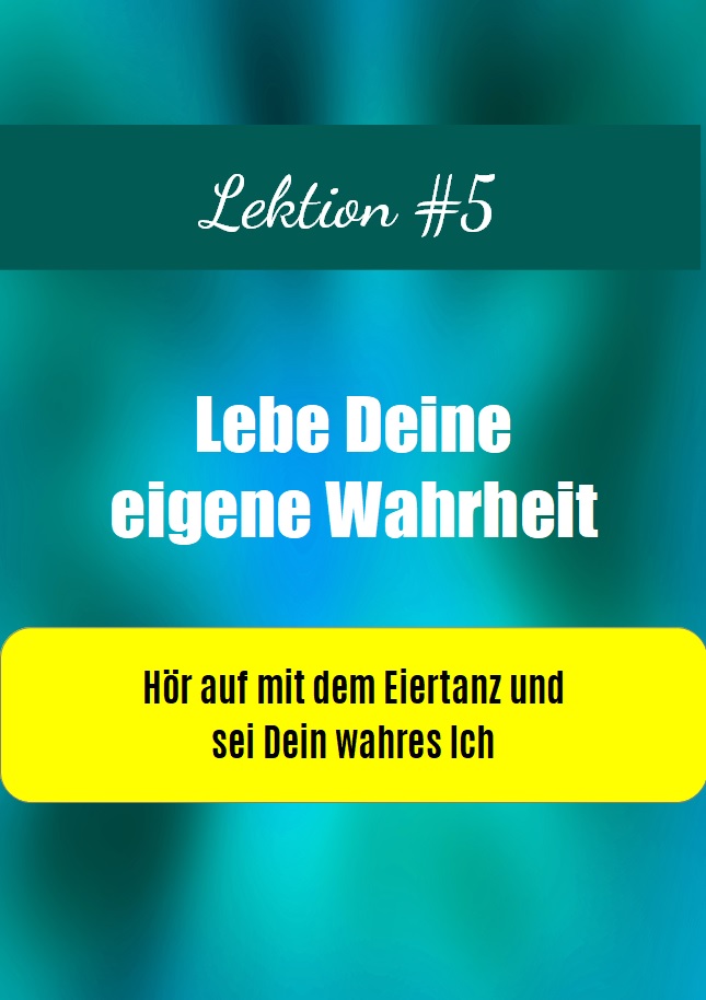 Lektion 5 - Eiertanz: Videokurs-Modul mit gelbem Textbox und türkisem Hintergrund
