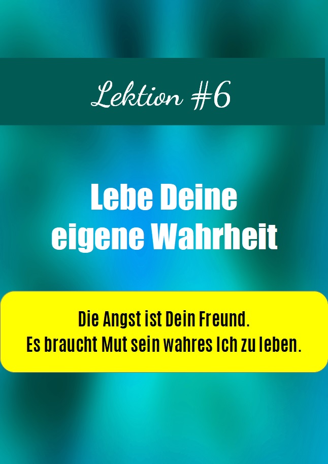 Lektion 6 - Angst: Videokurs-Modul mit gelbem Textbox und türkisem Hintergrund