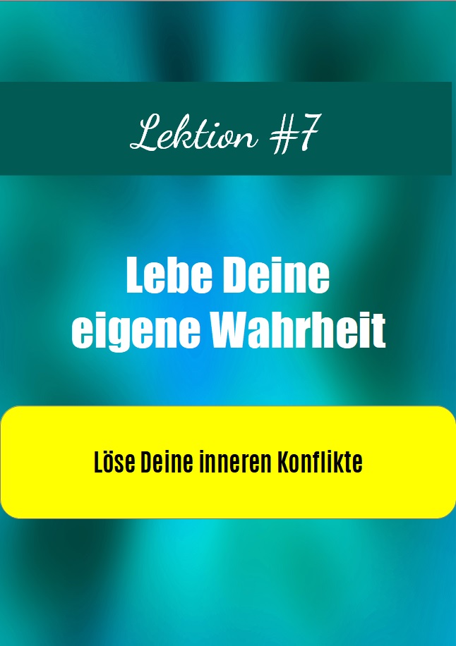 Lektion 7 - Konflikte: Videokurs-Modul mit gelbem Textbox und türkisem Hintergrund