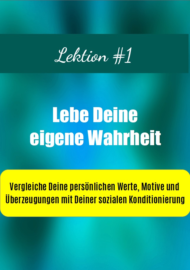 Lektion 1 - Werte: Videokurs-Modul mit gelbem Textbox und türkisem Hintergrund