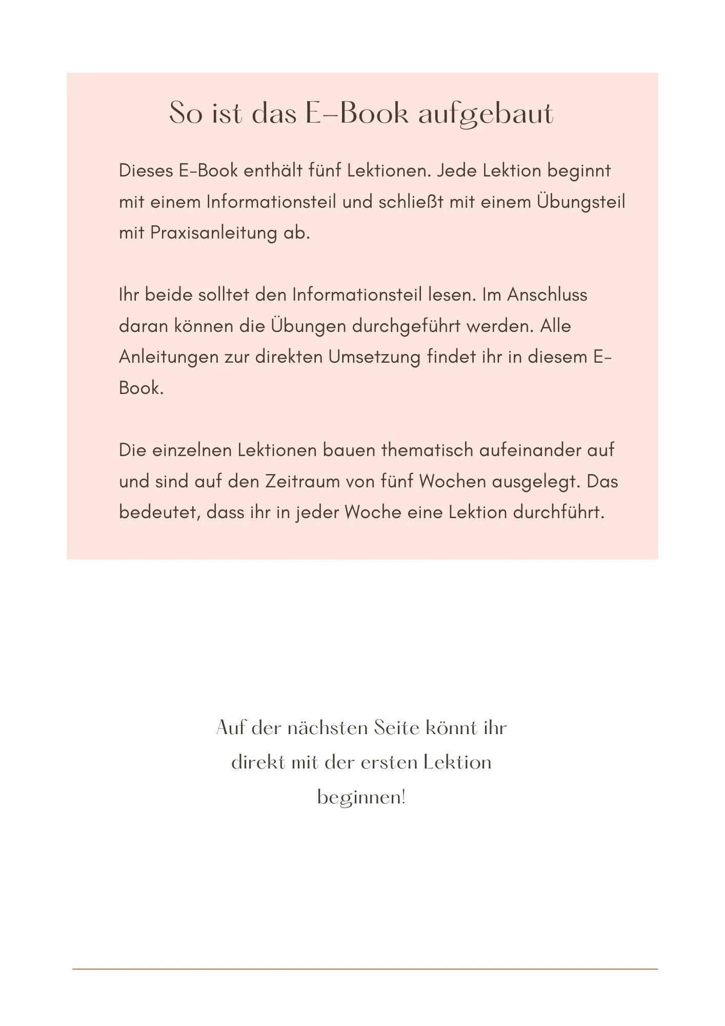 E-Book Seite mit praktischen Übungen für Paare