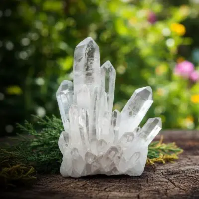 Heilkristall – Transparente Quarzkristalle in Naturumgebung