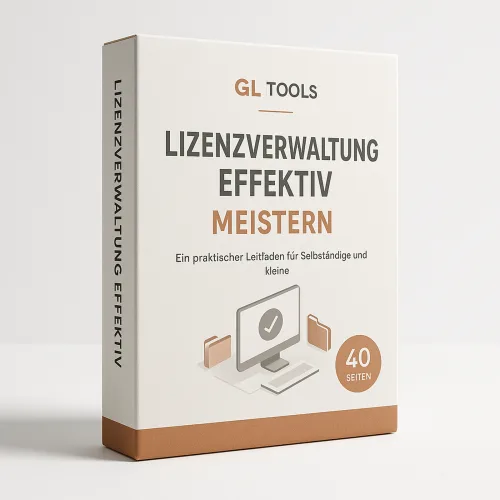 Produktbox Lizenzverwaltung effektiv meistern von GL Tools in kleinerer Größe mit Computergrafik