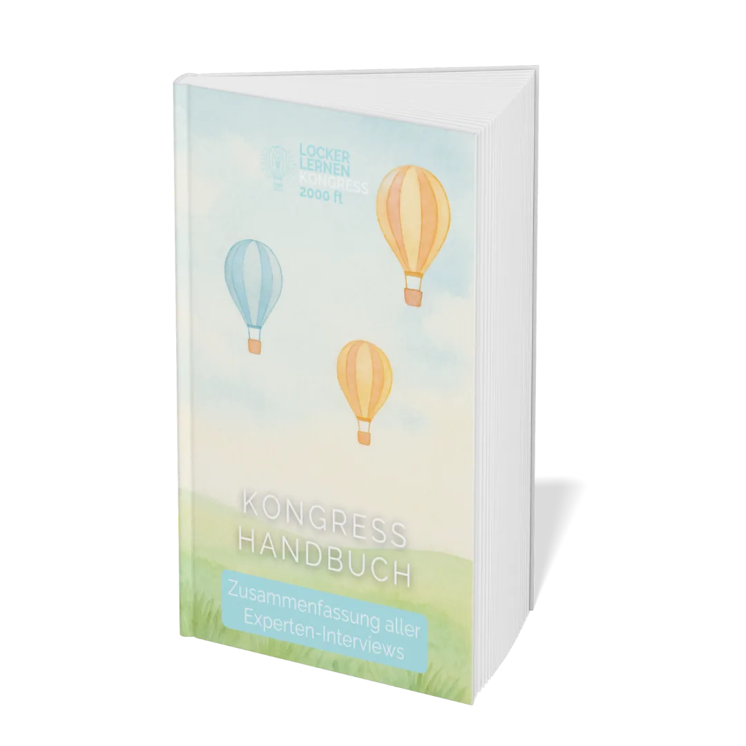 Kongresshandbuch-Cover mit Heißluftballons und Grün-Blau-Farbverlauf