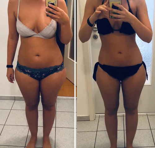 Low Carb – Abnehmkurs mit Ernährungsplan von OnVersum GmbH 18 Vorher-Nachher Transformation Nina, Bauch und Oberkörper
