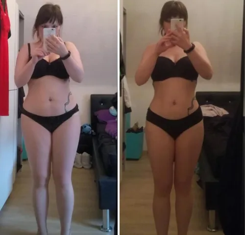 Low Carb – Abnehmkurs mit Ernährungsplan von OnVersum GmbH 21 Vorher-Nachher Transformation Monja, Oberkörper und Bauch