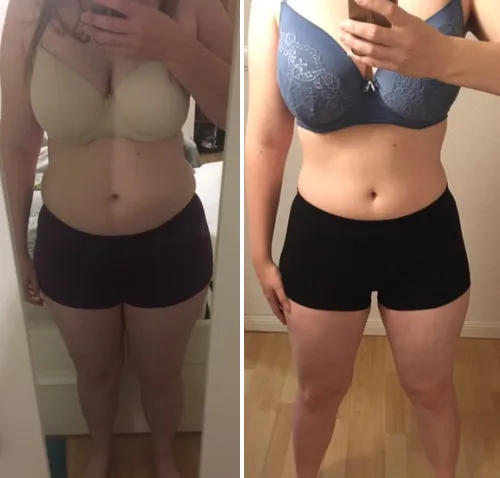 Low Carb – Abnehmkurs mit Ernährungsplan von OnVersum GmbH 22 Vorher-Nachher Transformation Yvonne, Oberkörper und Bauch