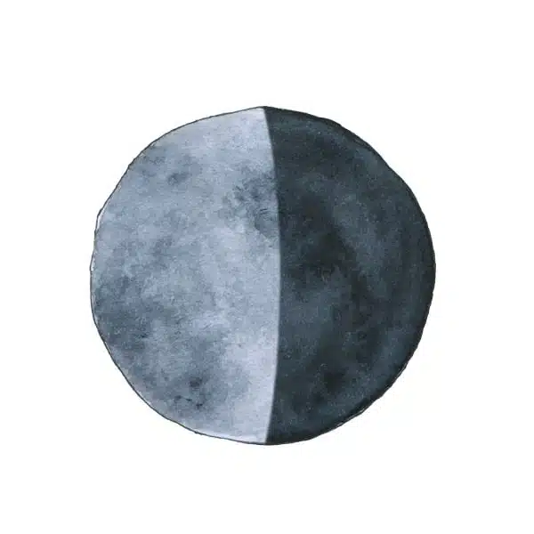 Magic Moon – Yogakurs zu den Mondphasen von Yoga mit Martina 6 Abnehmender Mond mit heller linker Hälfte und dunkler rechter Seite