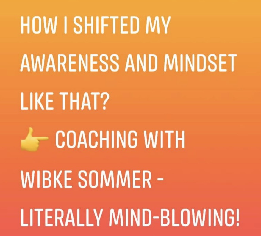 Orange Banner mit Text über Mindset-Veränderung durch Coaching mit Wibke Sommer