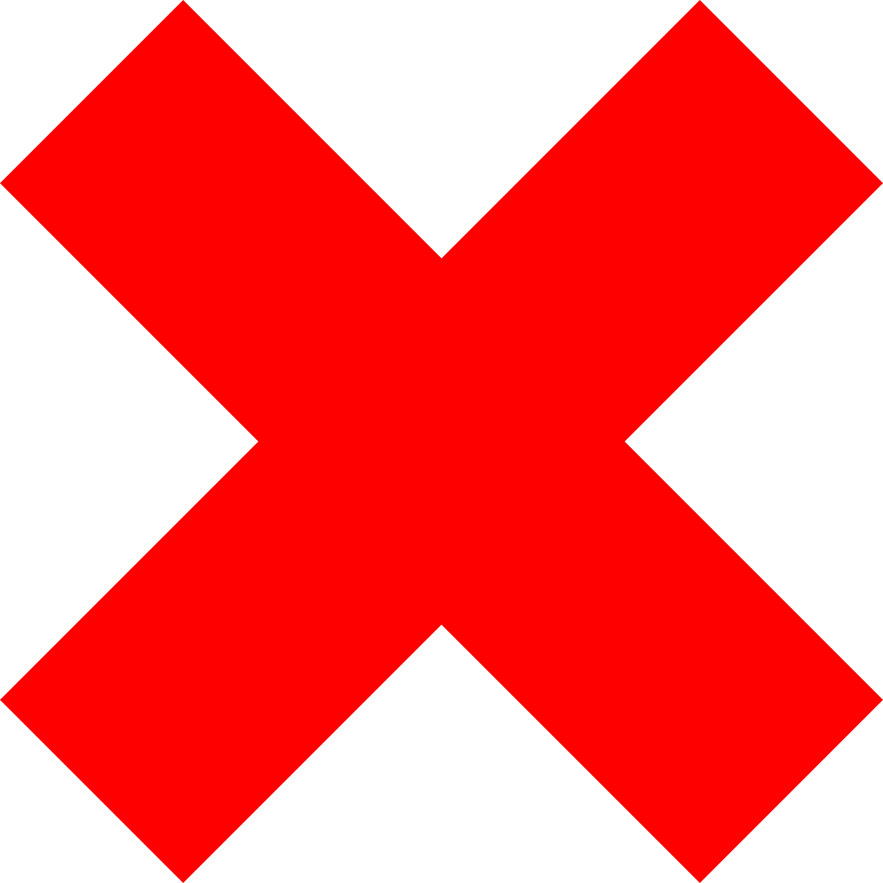 Rotes X-Symbol als Fehlersymbol auf weißem Hintergrund