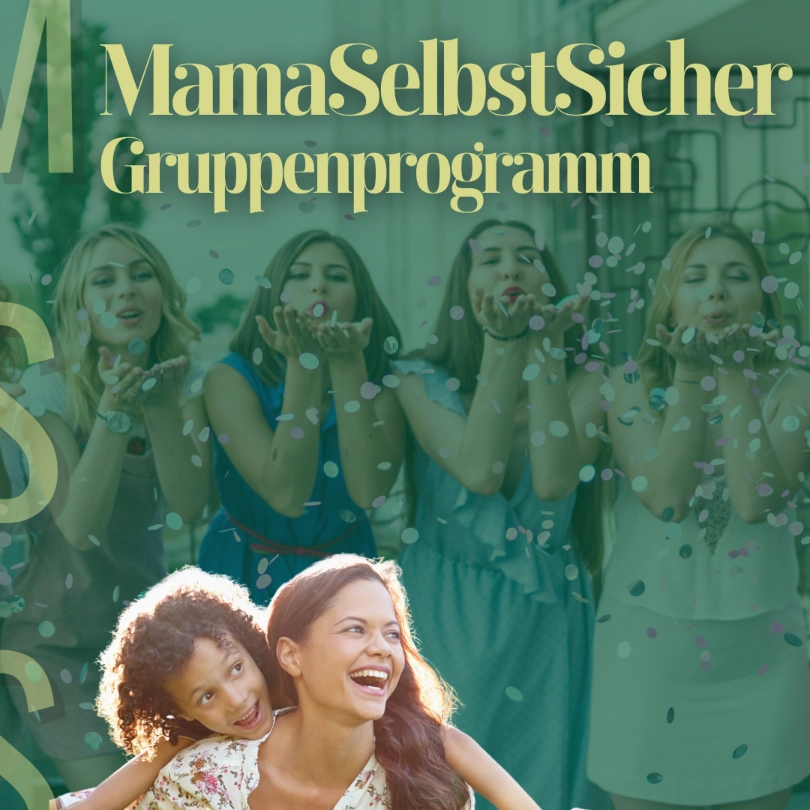 MamaSelbstSicher Gruppenprogramm Hero-Banner mit lachenden Frauen und Kind