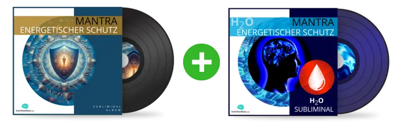 DUO Album Mantra Energetischer Schutz mit zwei Vinyl-Schallplatten und Plus-Symbol