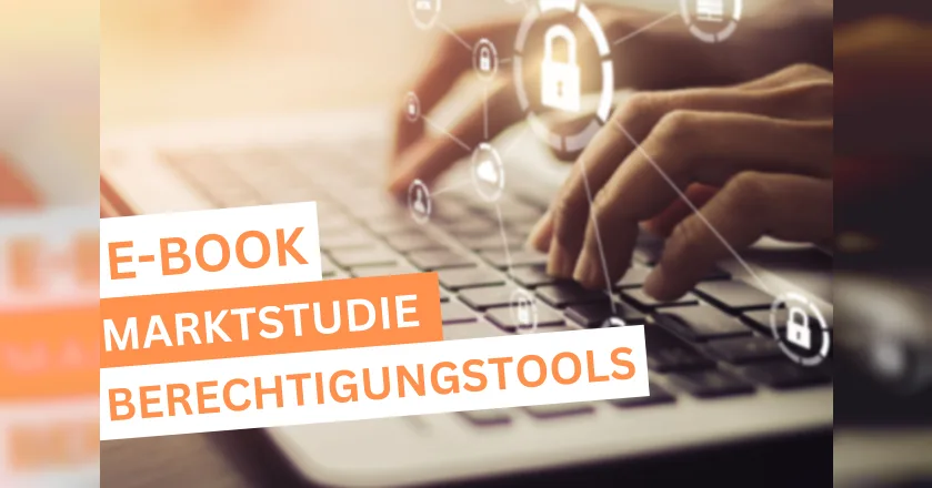 Marktstudie SAP Berechtigungstools E-Book Cover mit Laptop und Schlüsseln