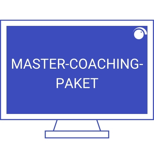 Monitor-Mockup des Master-Coaching-Pakets von Carlos Jünemann mit blauem Hintergrund