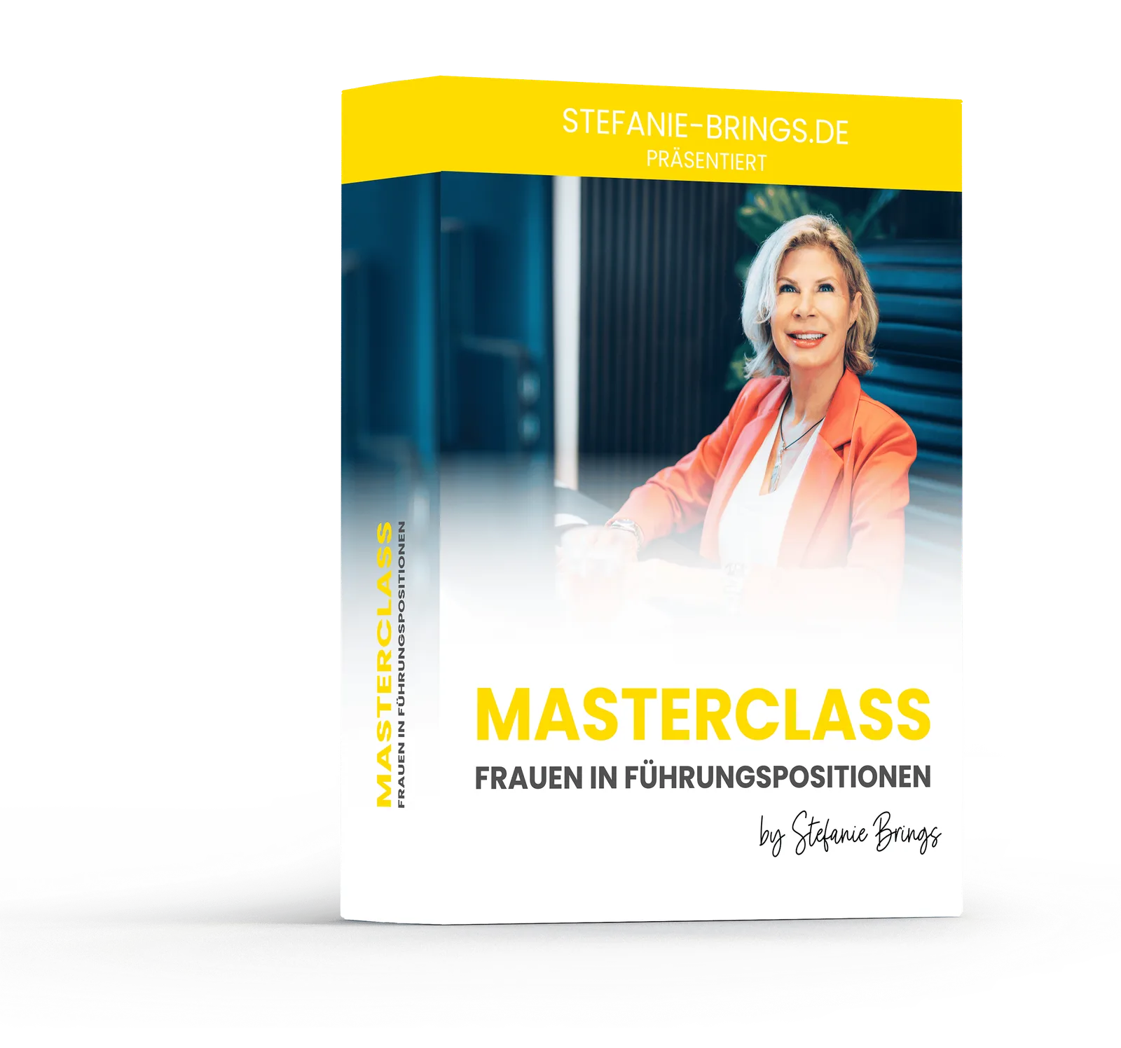 Masterclass Frauen in Führungspositionen Produktbox-Mockup mit Stefanie Brings Portrait