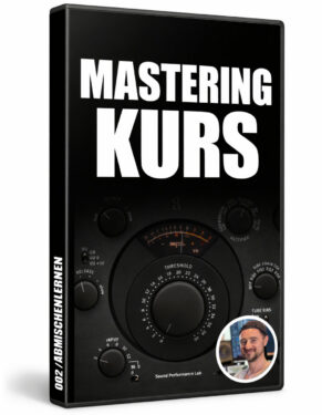 DVD-Cover Mastering Kurs mit Kompressor-Bedienfeld und Instruktor-Porträt