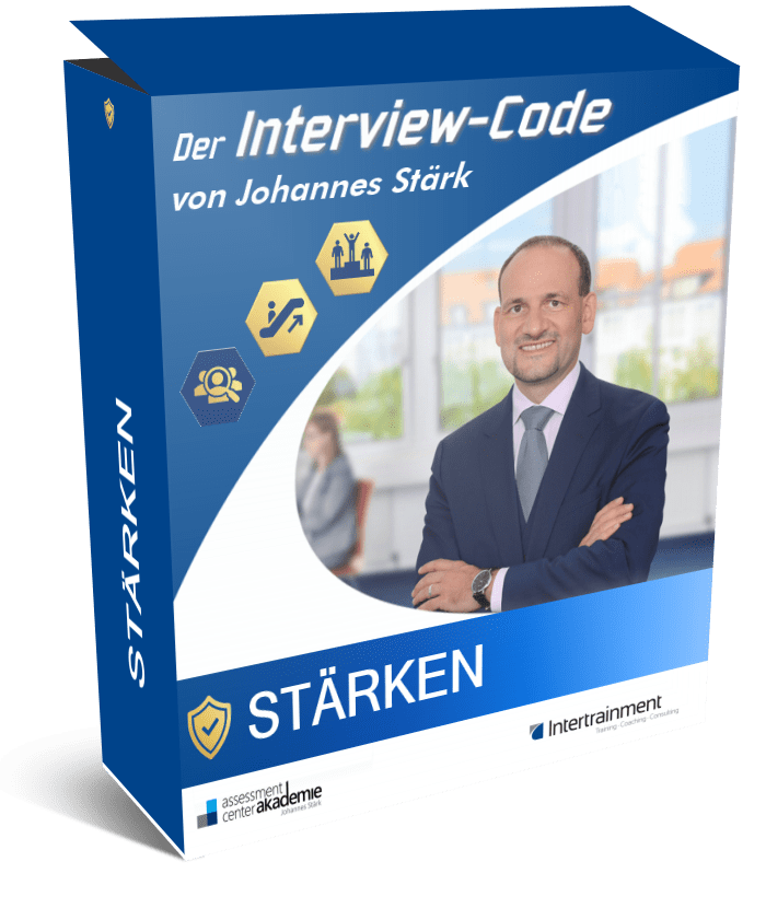 Interview-Code Paket Stärken mit Portrait von Johannes Stärk im blauen Design