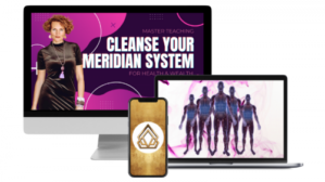 Mockup des Masterkurses mit Stefanie Bruns, Smartphone und Laptop zeigen den Kurs »Cleanse your Meridian System«