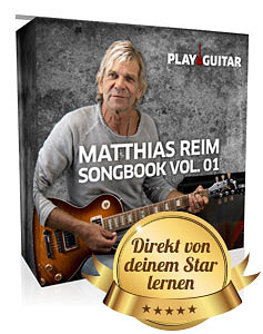 Matthias Reim Songbook Vol. 01 – Noten-E-Book für Gitarre 2 Matthias Reim Songbook Vol. 01 Cover mit Gitarrist und Lernsiegel