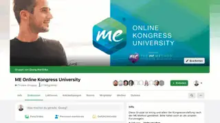 Screenshot der ME Online-Kongress University Mastermind Community mit Profilbildern und Forum-Übersicht