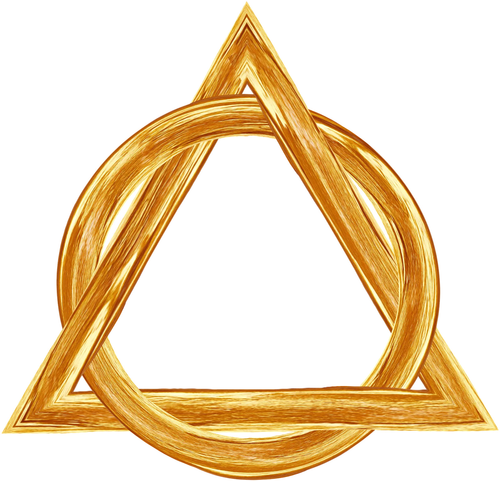 Goldene Coaching-Pyramide mit Kreis und Dreiecken, symbolische Grafik