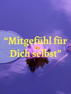 Meditationen-Cover "Mitgefühl Für Dich selbst" mit violettem Hintergrund und Blüte