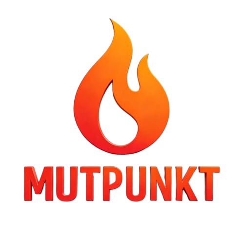 Mutpunkt Logo mit stilisierter Flamme in Rot und Orange