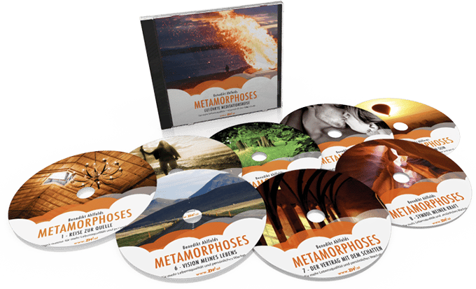 Metamorphoses CD-Set 2015 mit sechs Meditation-Audio-CDs in Fan-Anordnung