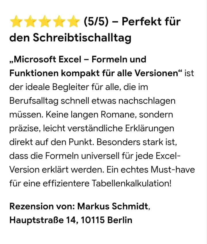 Fünf-Sterne-Kundenbewertung: Perfekt für den Schreibtischalltag, Rezension von Markus Schmidt