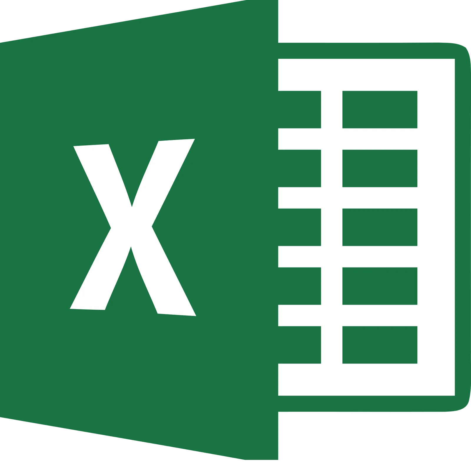 Microsoft Excel Logo mit grünem Hintergrund und weißem X-Buchstabe sowie Tabellenraster