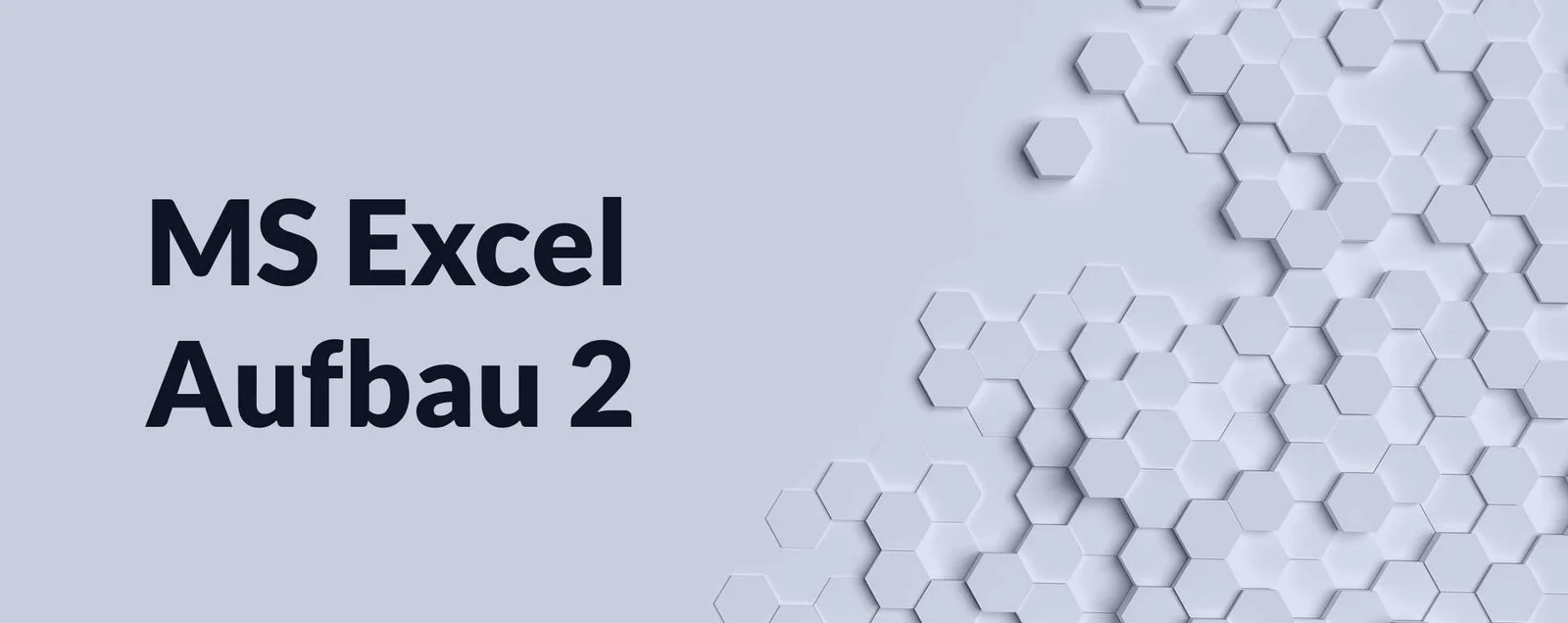 Hero-Banner für Excel im Büroalltag Kurs 2 Daten-Management mit hexagonalem Muster und Kursitel