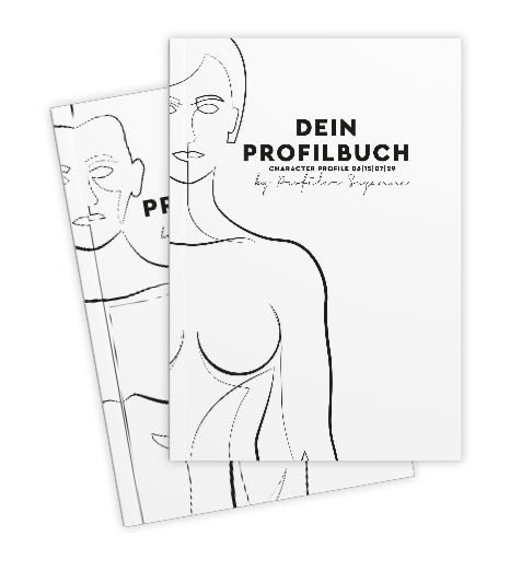 Dein Profilbuch Cover Mockup mit minimalistischen Gesichtszeichnungen