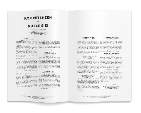 Profilbuch Mockup aufgeschlagen mit Kompetenzen und Nutzwert Kapitel