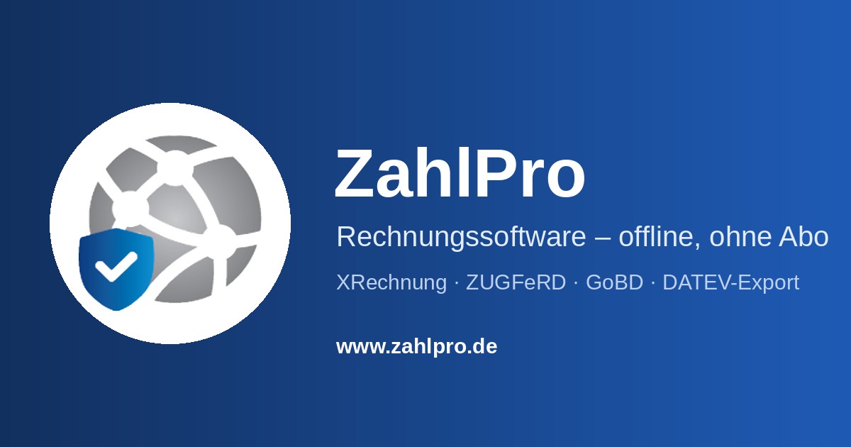 ZahlPro Softwareoberfläche mit professionellem Angebot und Rechnung auf dem Bildschirm