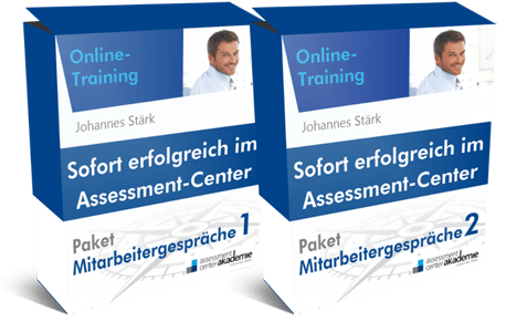 Zwei Produktboxen für Online-Training Mitarbeitergespräche mit Foto von Johannes Stärk