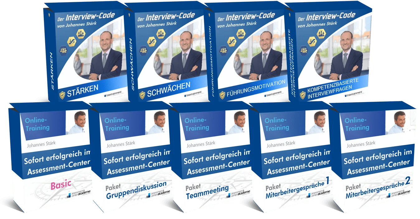 Übersicht Interview-Code Boxen und Online-Training Pakete für Assessment-Center Vorbereitung