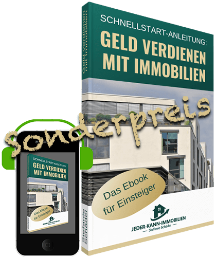 Money-Mastercode – Videokurs zu Geld-Mindset von Stefanie Schädel 8 Schnellstart-Anleitung Ebook und Hörbuch mit dunkelgrünem Cover, Haus und Smartphone mit Kopfhörer-Symbol