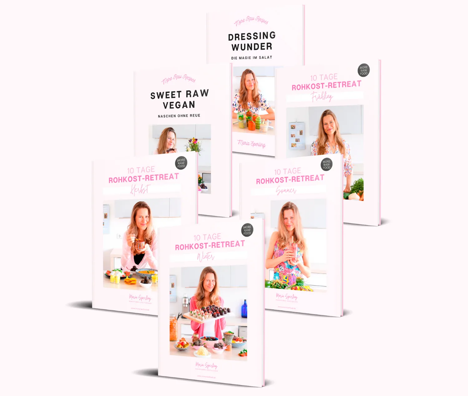 Morerawfood E-Buch Bundle – Rohkost-Rezepte als E-Book-Paket 3 Sechs E-Book Cover Bundle mit Rohkost-Retreats und Rezepten von Maria Sperling