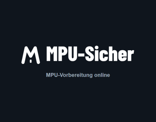 MPU-Vorbereitung online – mit Plan zurück zum Führerschein 1 MPU-Sicher Logo mit Claim auf dunklem Hintergrund