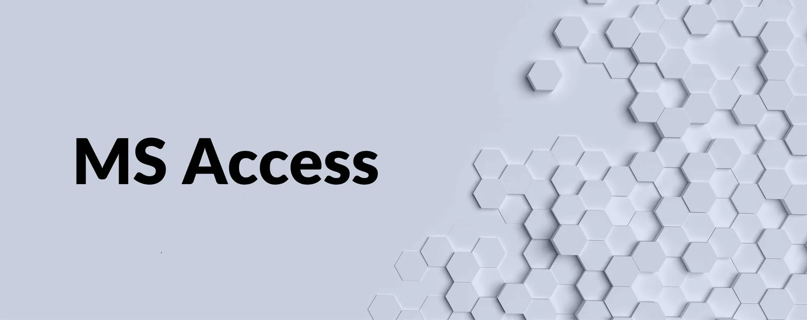 Hero-Banner MS Access Einsteigertraining mit großem Text auf hellblauem Hintergrund und weißem Hexagon-Muster